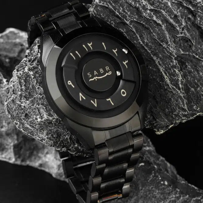 LUXURY SABR ARABIC NUMERAL BLACK STEEL WATCH
