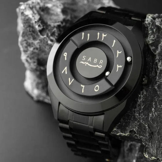 LUXURY SABR ARABIC NUMERAL BLACK STEEL WATCH