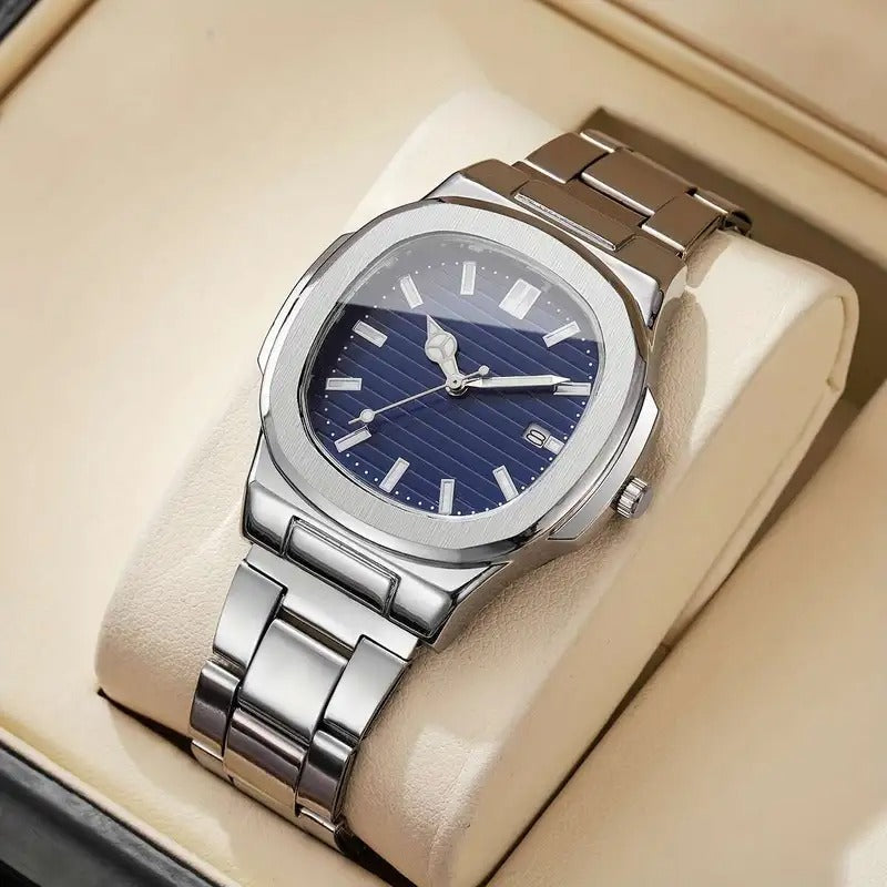 Square Scale Calendar Dial Quartz Wristwatch