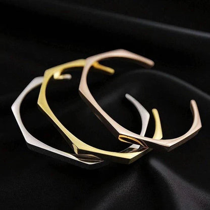 Stainless Steel Hexagon Cuff Bangle