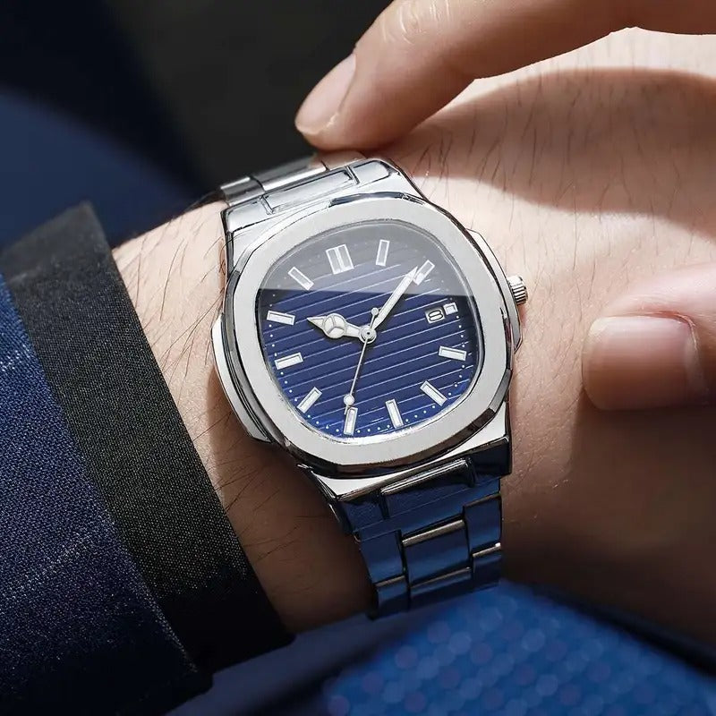 Square Scale Calendar Dial Quartz Wristwatch