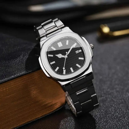 Square Scale Calendar Dial Quartz Wristwatch